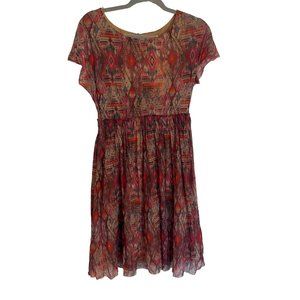 WESTON‎ DRESS SIZE SMALL SOUTHWEST MULTI COLOR PRINT ALINE SHORT SLEEVE